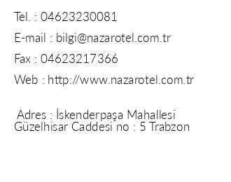 Nazar Hotel Trabzon iletiim bilgileri